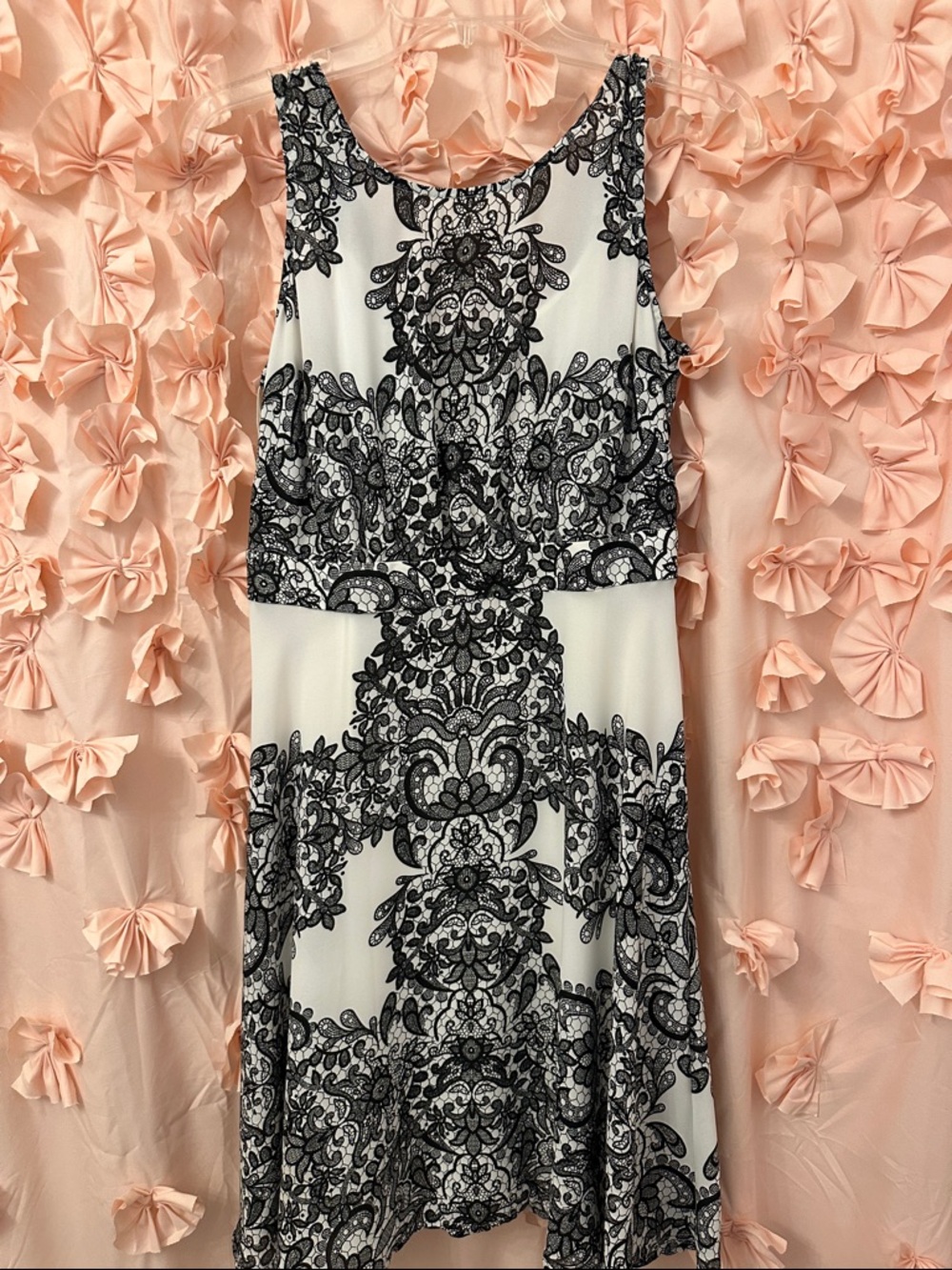 INC International Concepts Black and White Lace-Print Sleeveless Mini Dress